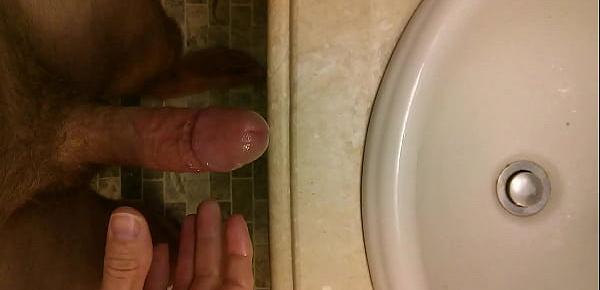  Jerking off on the counter with precum